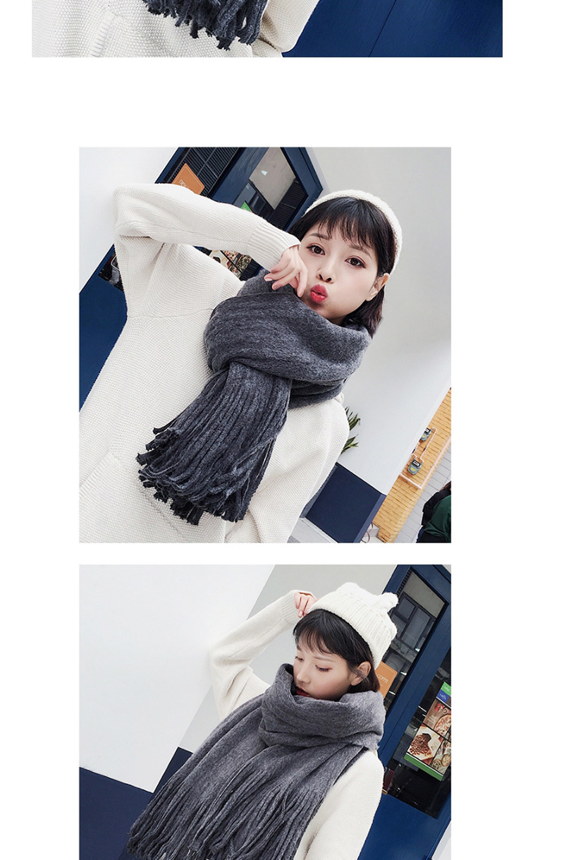 Fashion White Pure Color Decorated Scarf,knitting Wool Scaves