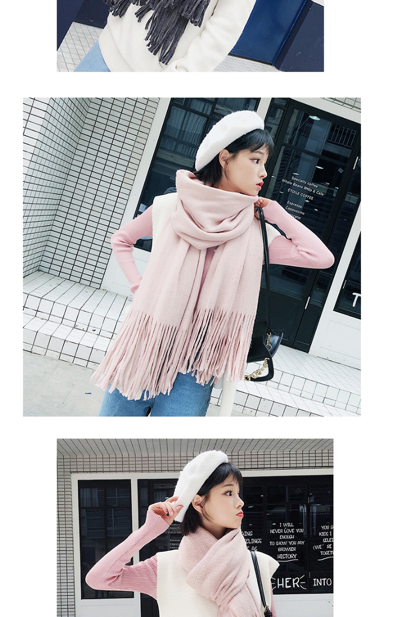 Fashion Dark Pink Pure Color Decorated Scarf,knitting Wool Scaves