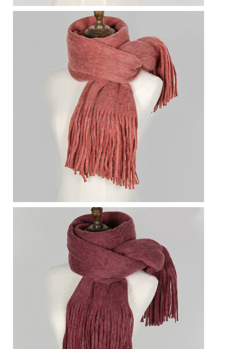 Fashion Dark Pink Pure Color Decorated Scarf,knitting Wool Scaves