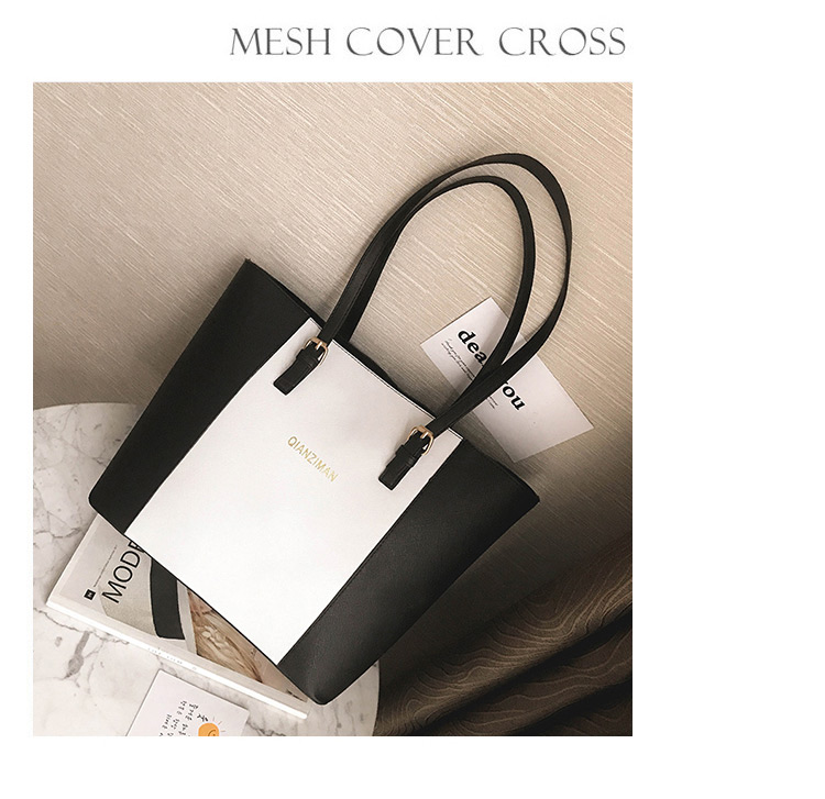 Fashion Black+white Lettar Pattern Decorated Shoulder Bag,Messenger bags