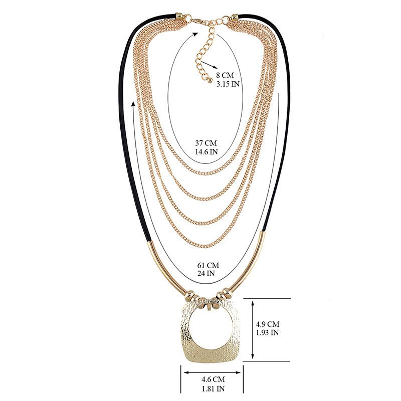 Fashion Gold Color Hollow Out Decorated Multilayer Necklace,Multi Strand Necklaces