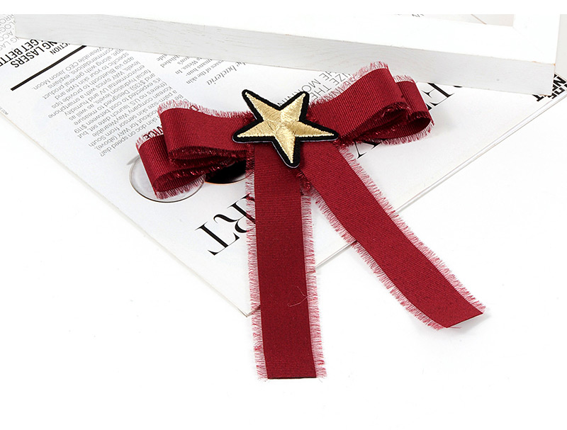 Elegant Claret-red Star Shape Decorated Short Brooch,Korean Brooches