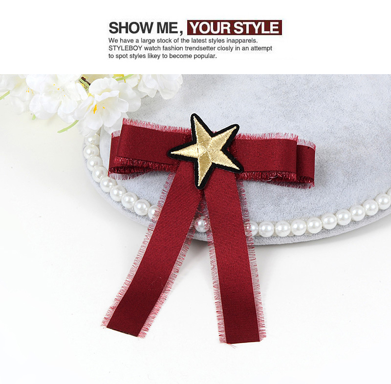 Elegant Claret-red Star Shape Decorated Short Brooch,Korean Brooches