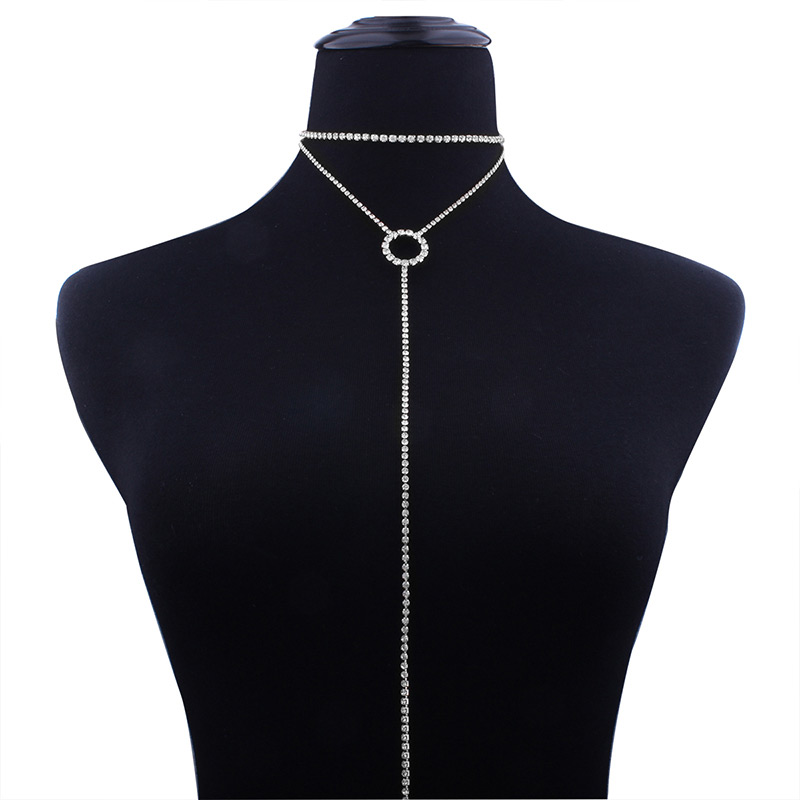 Sexy Silver Color Round Shape Decorated Double-layer Choker,Multi Strand Necklaces