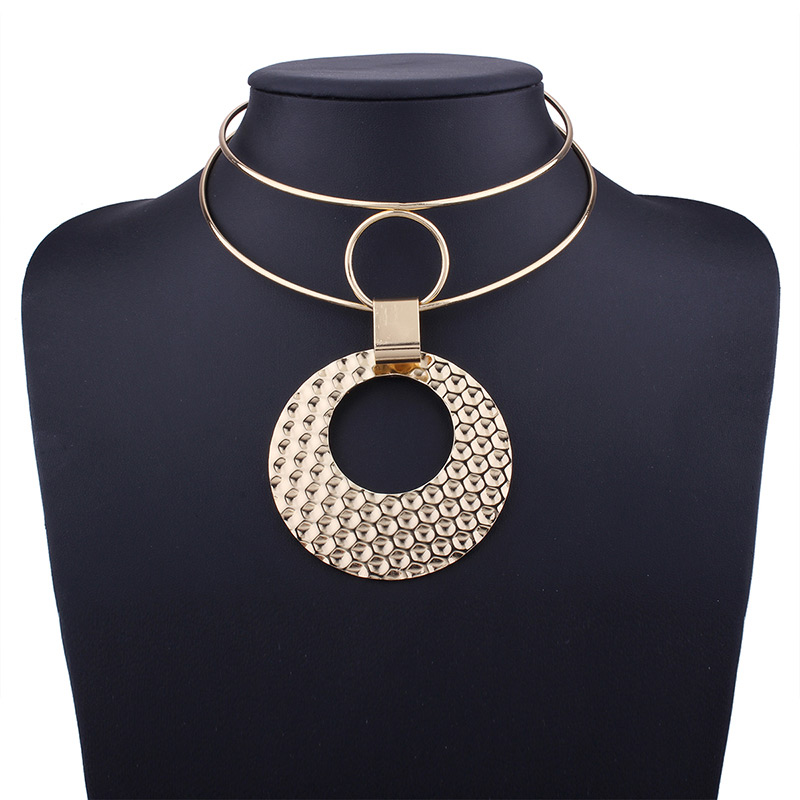 Exaggerated Silver Color Round Shape Decorated Double-layer Choker,Multi Strand Necklaces