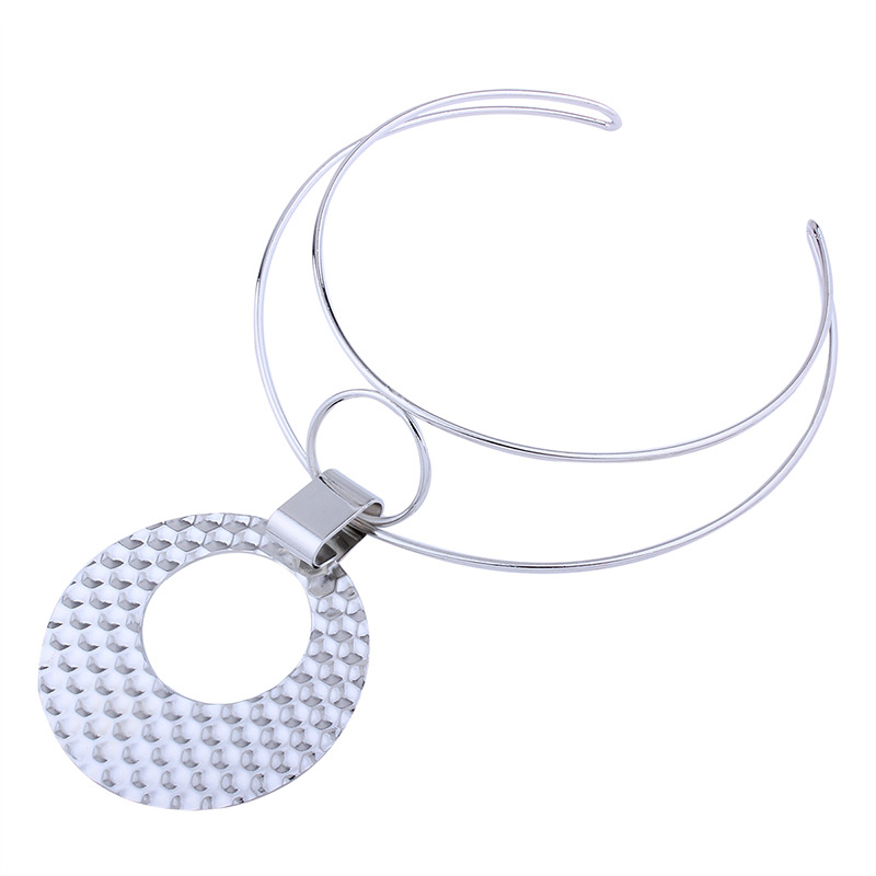 Exaggerated Silver Color Round Shape Decorated Double-layer Choker,Multi Strand Necklaces