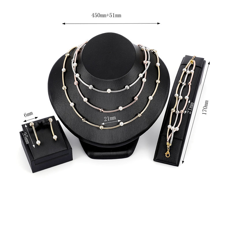 Fashion Gold Color Pearls Decorated Multi-layer Jewelry Sets,Jewelry Sets