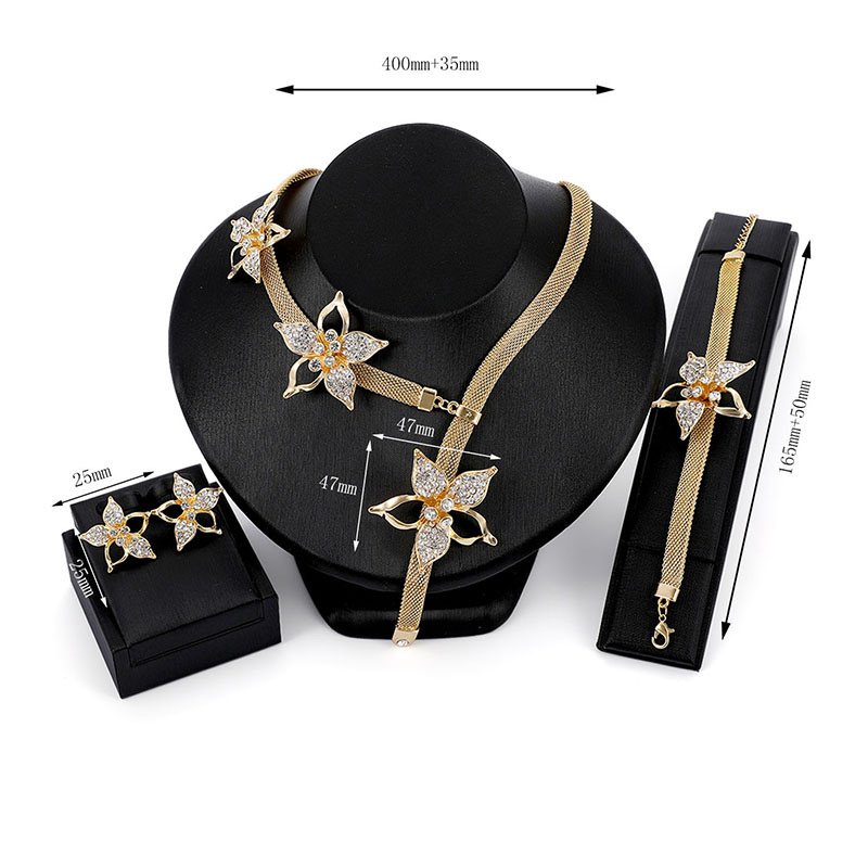 Fashion Gold Color Flower Decorated Simple Jewelry Sets,Jewelry Sets