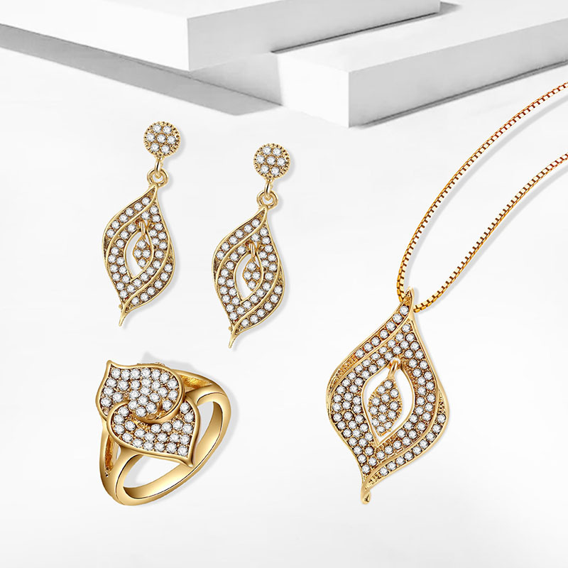 Fashion Gold Color Leaf Shape Design Hollow Out Jewelry Sets,Jewelry Sets