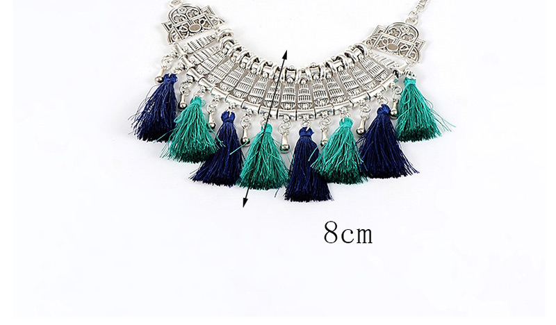 Bohemia Green+blue Tassel Decorated Necklace,Thin Scaves