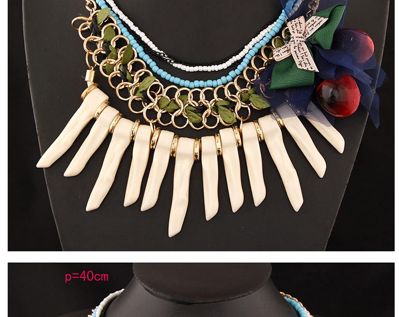 Exaggerated Beige Bowknot Shape Decorated Multilayer Necklace,Multi Strand Necklaces