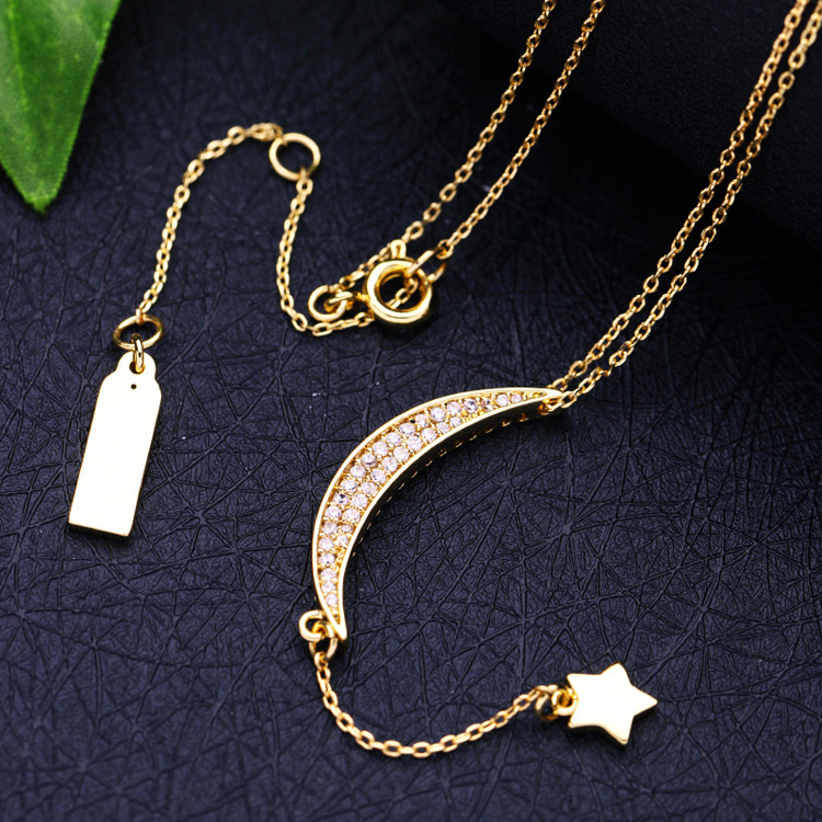 Fashion Gold Color Moon Shape Decorated Necklace,Multi Strand Necklaces