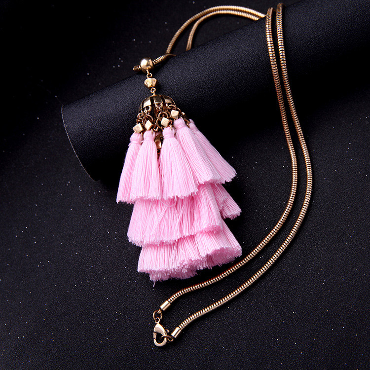 Fashion Pink Tassel Decorated Necklace,Pendants