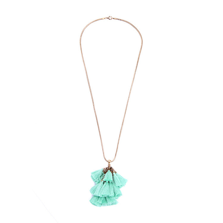 Fashion Blue Tassel Decorated Necklace,Pendants