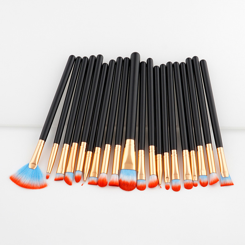 Fashion Red+blue+black Sector Shape Decorated Makeup Brush ( 20 Pcs),Beauty tools