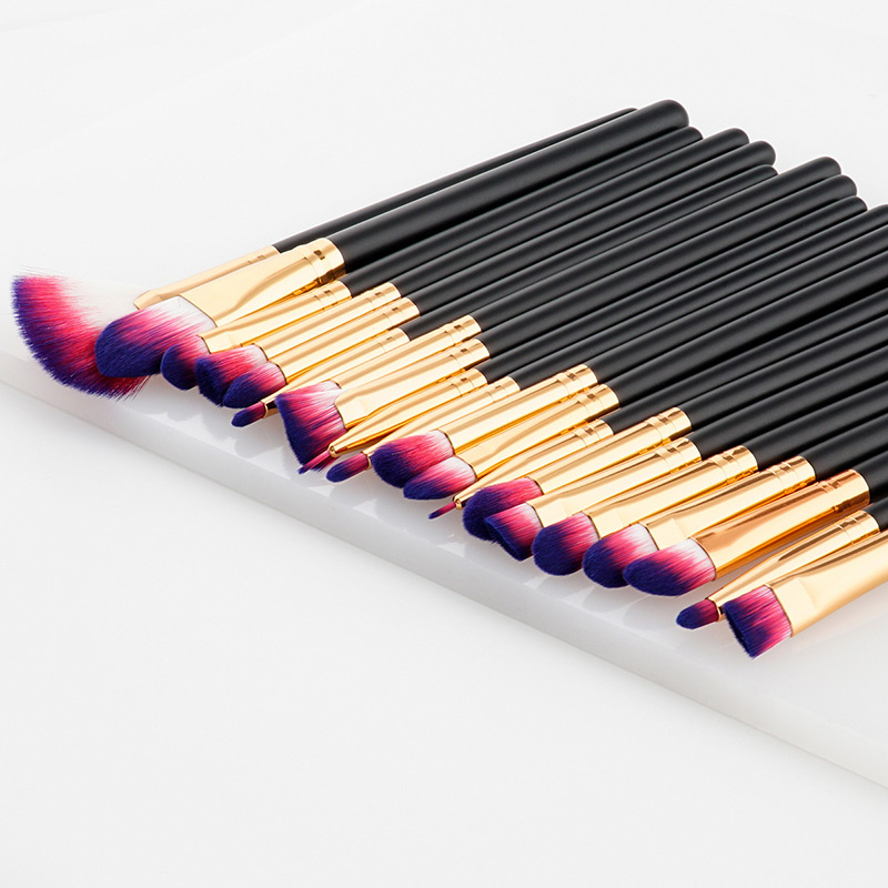 Fashion Red+purple+black Sector Shape Decorated Makeup Brush ( 20 Pcs),Beauty tools