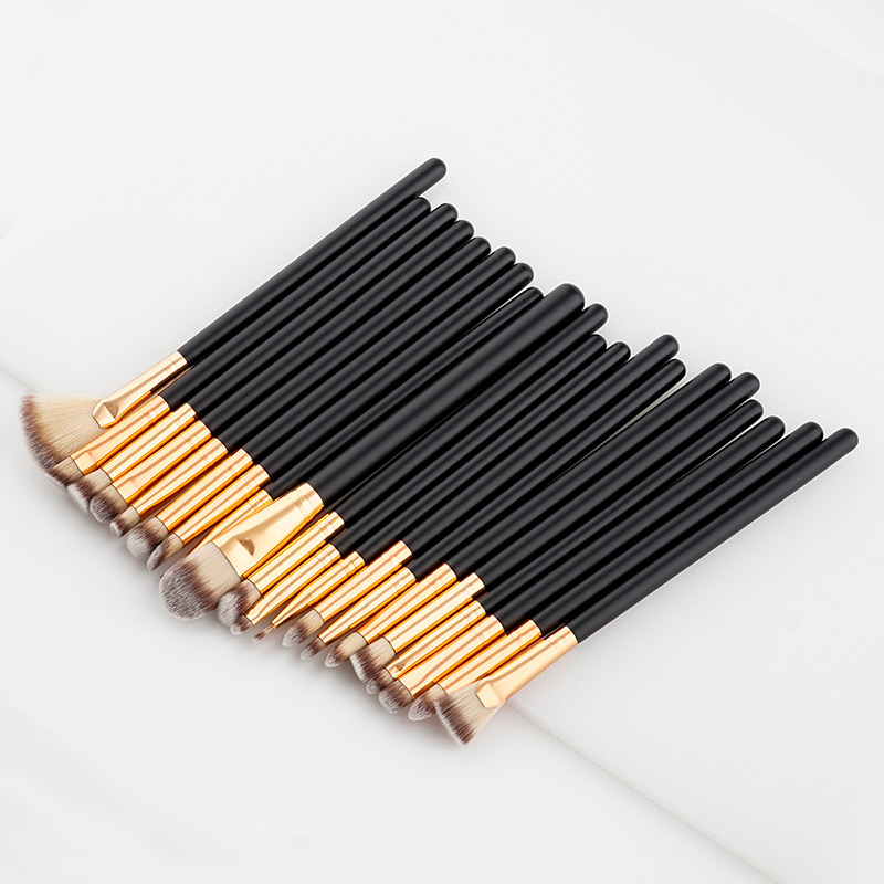 Fashion Brown+black Sector Shape Decorated Makeup Brush ( 20 Pcs),Beauty tools