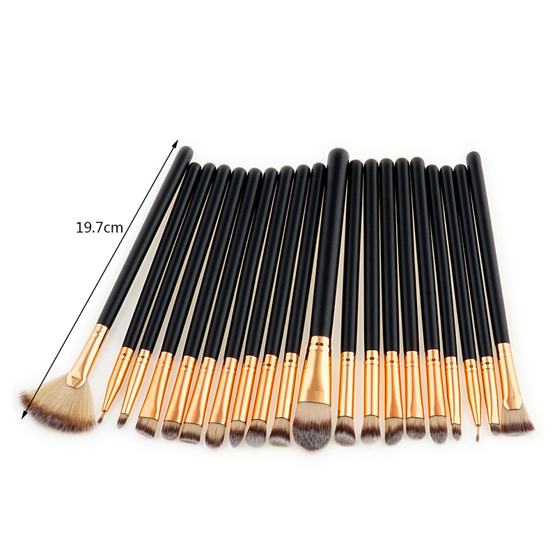 Fashion Brown+black Sector Shape Decorated Makeup Brush ( 20 Pcs),Beauty tools