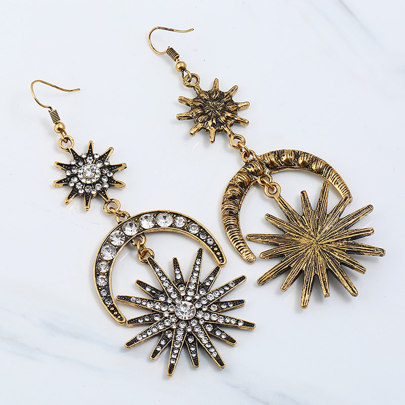 Fashion Gold Color Moon&star Shape Decorated Earrings,Drop Earrings