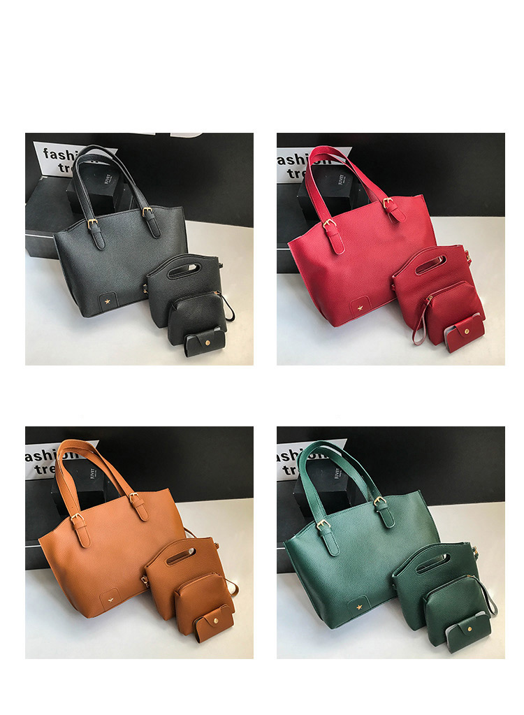 Fashion Black Rivet Decorated Handbag ( 4 Pcs ),Messenger bags