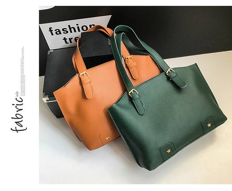 Fashion Green Rivet Decorated Handbag ( 4 Pcs ),Messenger bags
