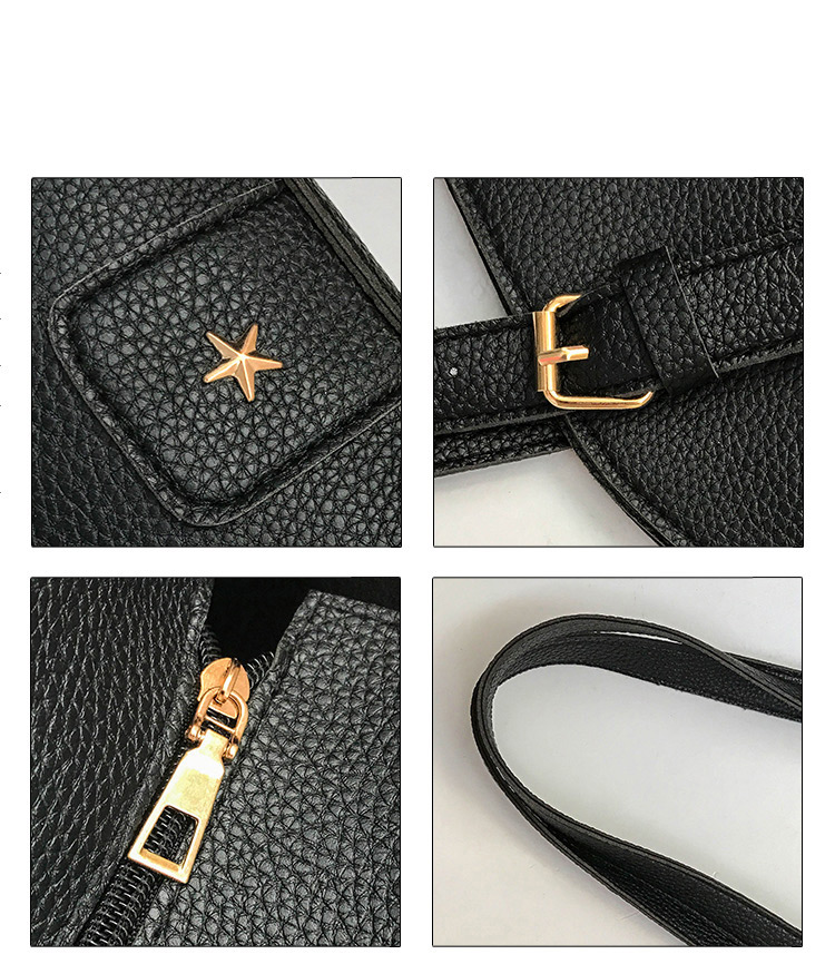 Fashion Black Rivet Decorated Handbag ( 4 Pcs ),Messenger bags