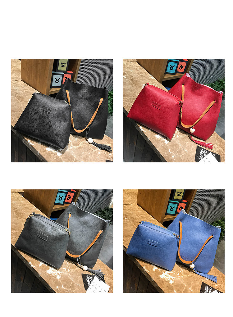 Fashion Red Pure Color Decorated Shoulder Bag (2 Pcs ),Messenger bags