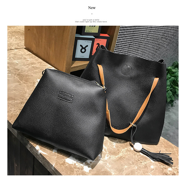Fashion Light Gray Pure Color Decorated Shoulder Bag (2 Pcs ),Messenger bags