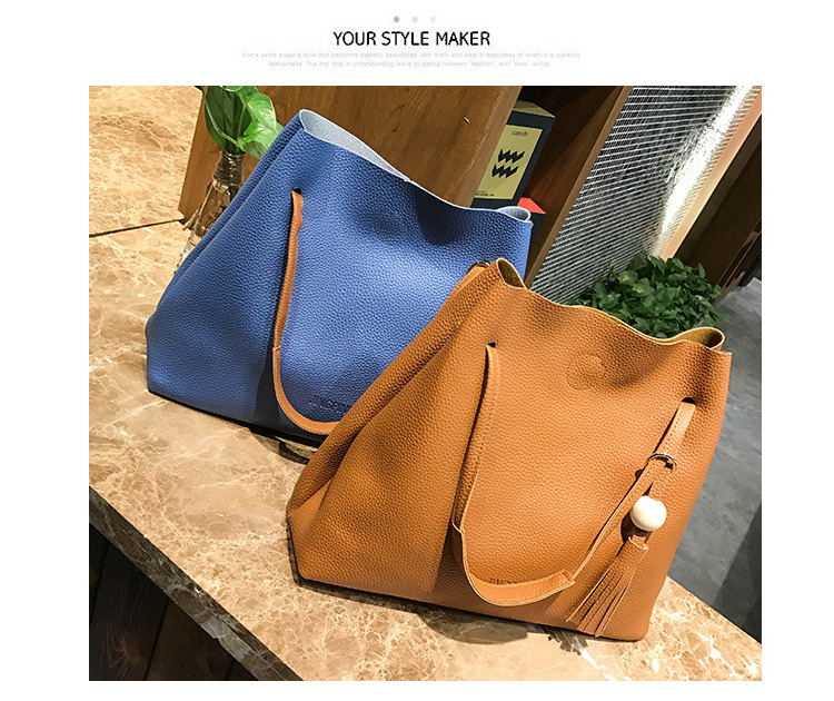 Fashion Blue Pure Color Decorated Shoulder Bag (2 Pcs ),Messenger bags