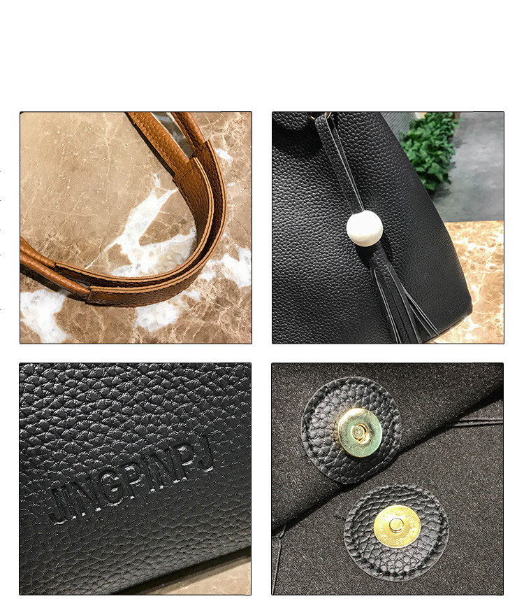 Fashion Black Pure Color Decorated Shoulder Bag (2 Pcs ),Messenger bags