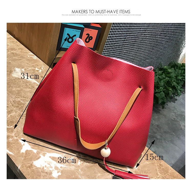 Fashion Pink Pure Color Decorated Shoulder Bag (2 Pcs ),Messenger bags