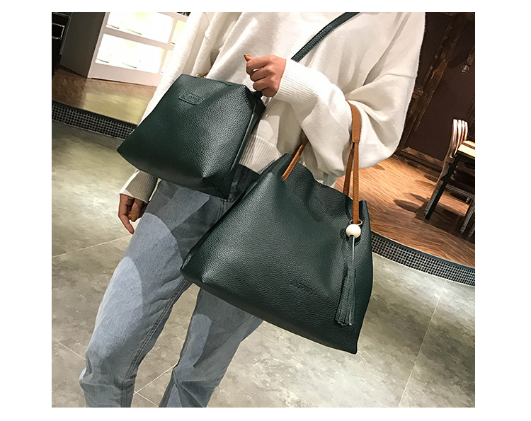 Fashion Dark Gray Pure Color Decorated Shoulder Bag (2 Pcs ),Messenger bags
