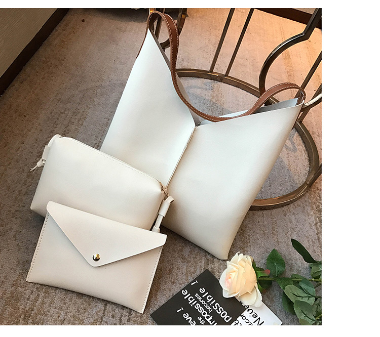 Fashion Beige Pure Color Decorated Shoulder Bag ( 3pcs),Messenger bags