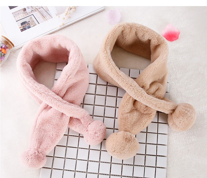 Fashion Beige Pure Color Decorated Scarf (1-10 Ages ),knitting Wool Scaves