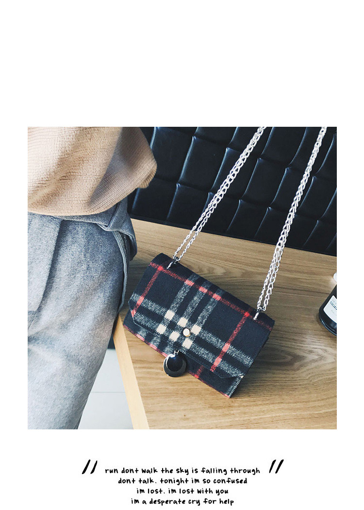 Fashion Black Grid Pattern Decorated Shoulder Bag,Messenger bags