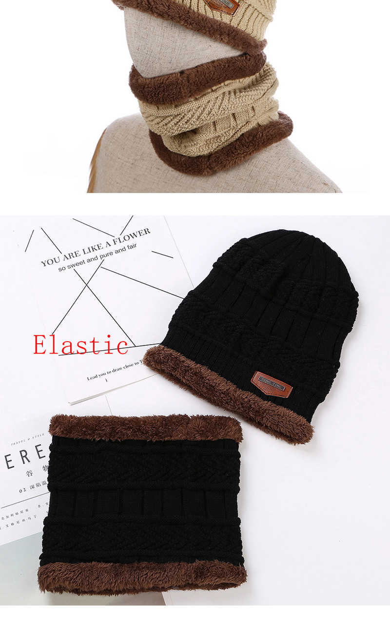 Fashion Navy+gray Letter Patch Decorated Hat ( 2 Pcs),Knitting Wool Hats