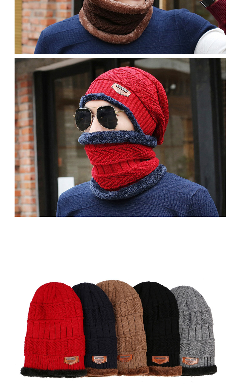 Fashion Red Letter Patch Decorated Hat ( 2 Pcs),Knitting Wool Hats