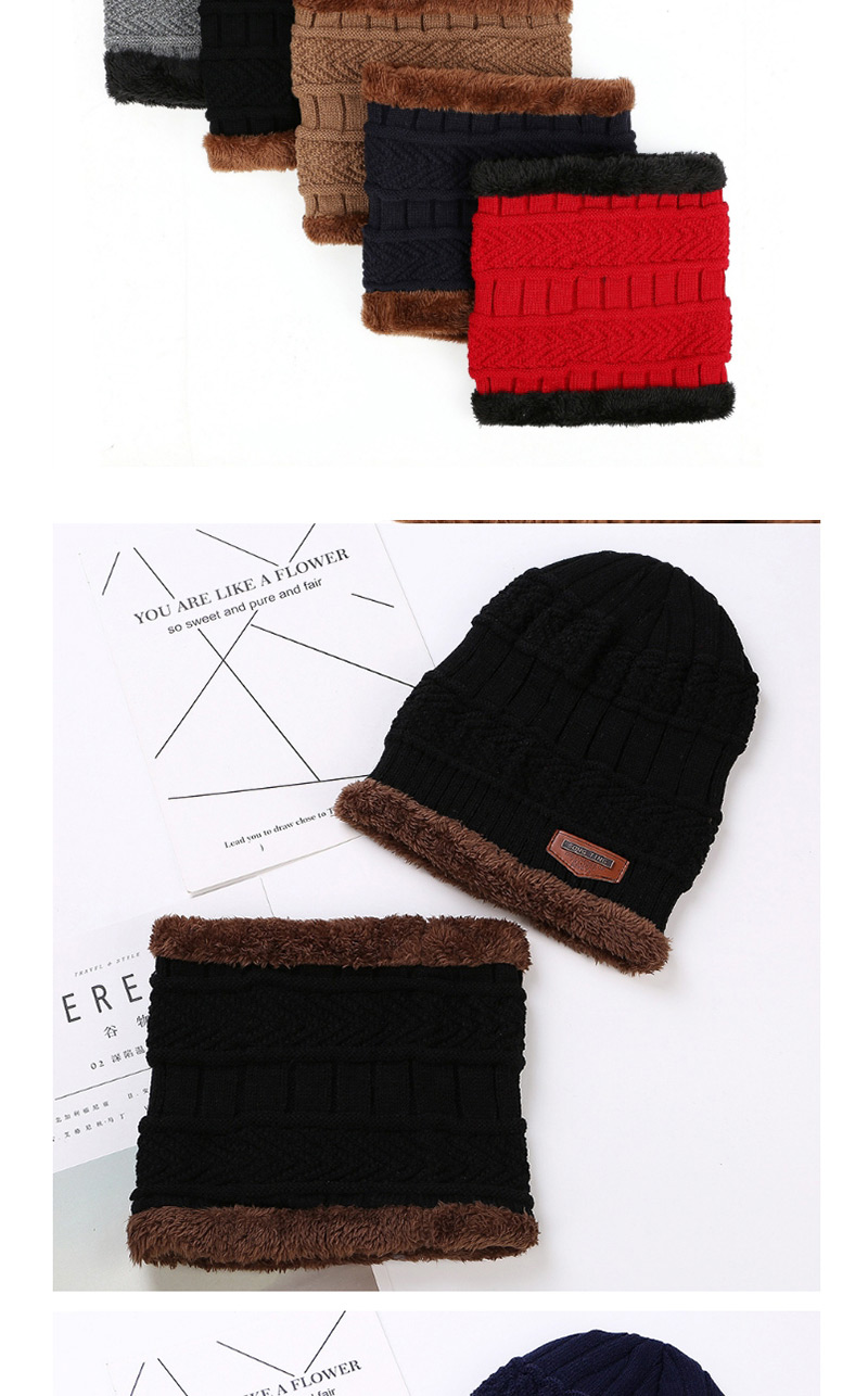 Fashion Khaki Letter Patch Decorated Hat ( 2 Pcs),Knitting Wool Hats