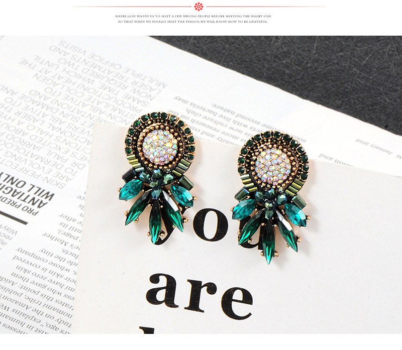 Fashion Green Oval Shape Decorated Earrings,Stud Earrings