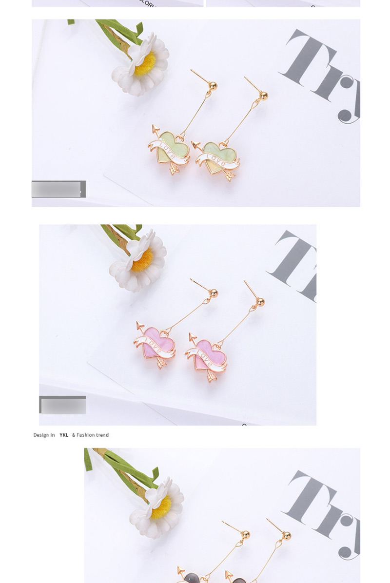 Fashion Light Pink Heart&wing Shape Decorated Earrings,Drop Earrings