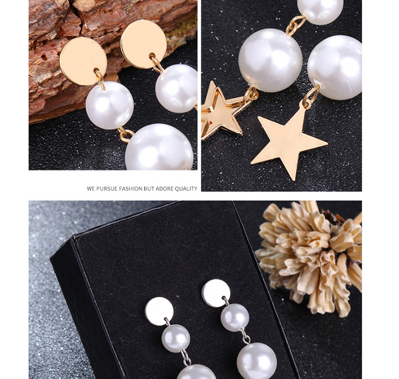 Fashion Gold Color+white Star Shape Decorated Earrings,Drop Earrings