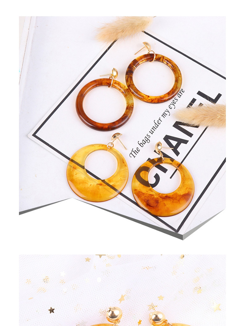 Fashion Yellow Circular Ring Shape Decorated Earrings,Drop Earrings