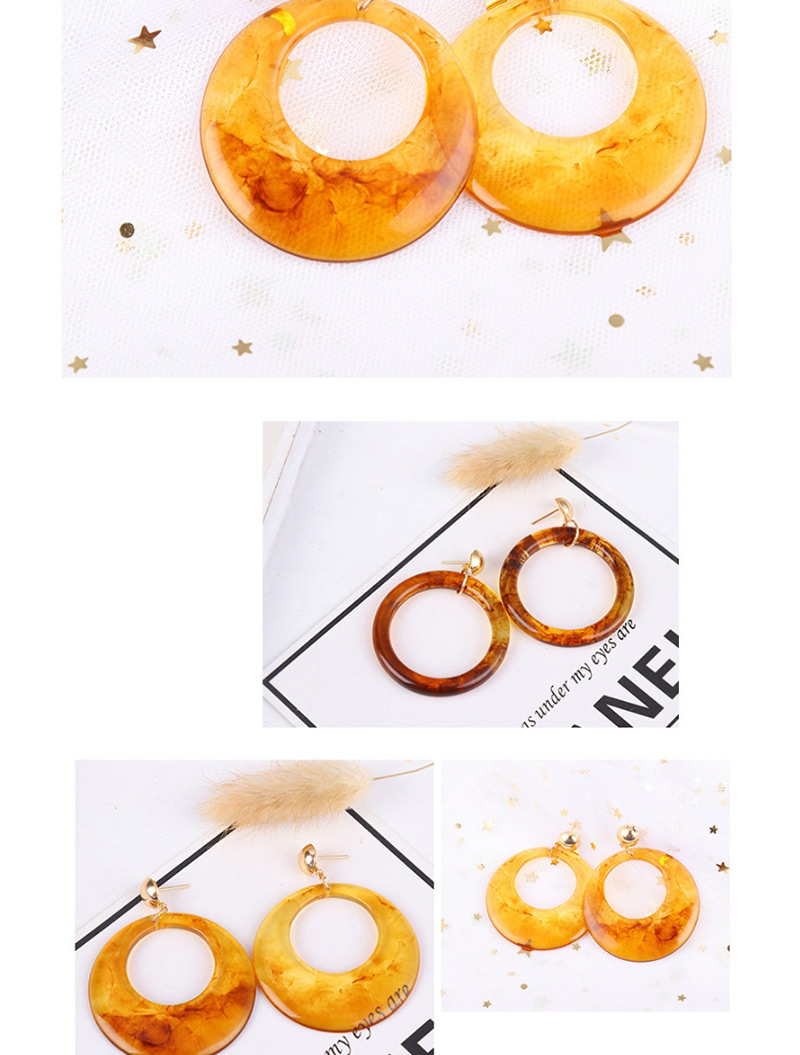 Fashion Gold Color+yellow Circular Ring Shape Decorated Earrings,Drop Earrings