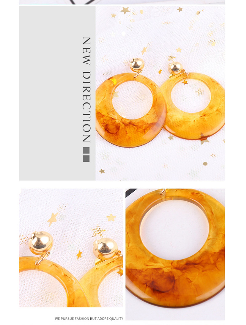 Fashion Yellow Circular Ring Shape Decorated Earrings,Drop Earrings
