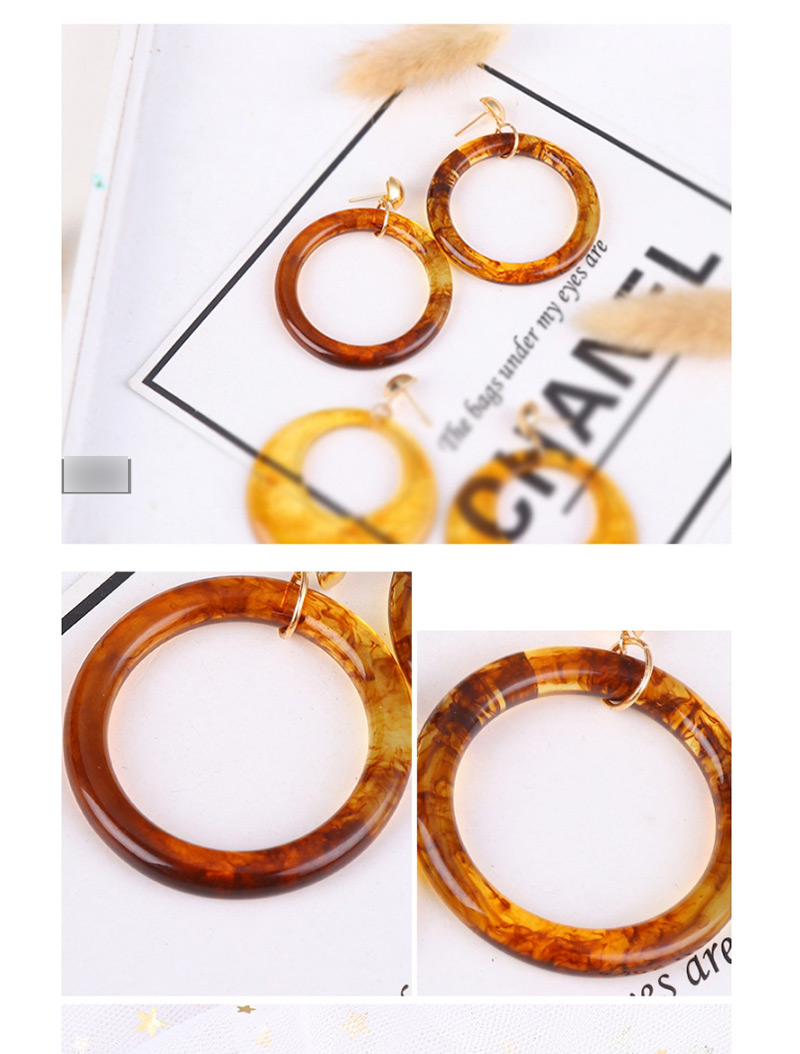Fashion Gold Color+yellow Circular Ring Shape Decorated Earrings,Drop Earrings