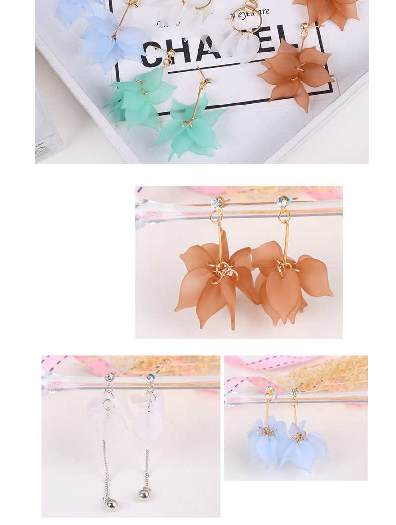 Fashion White+gold Color Flower Shape Decorated Earrings,Drop Earrings