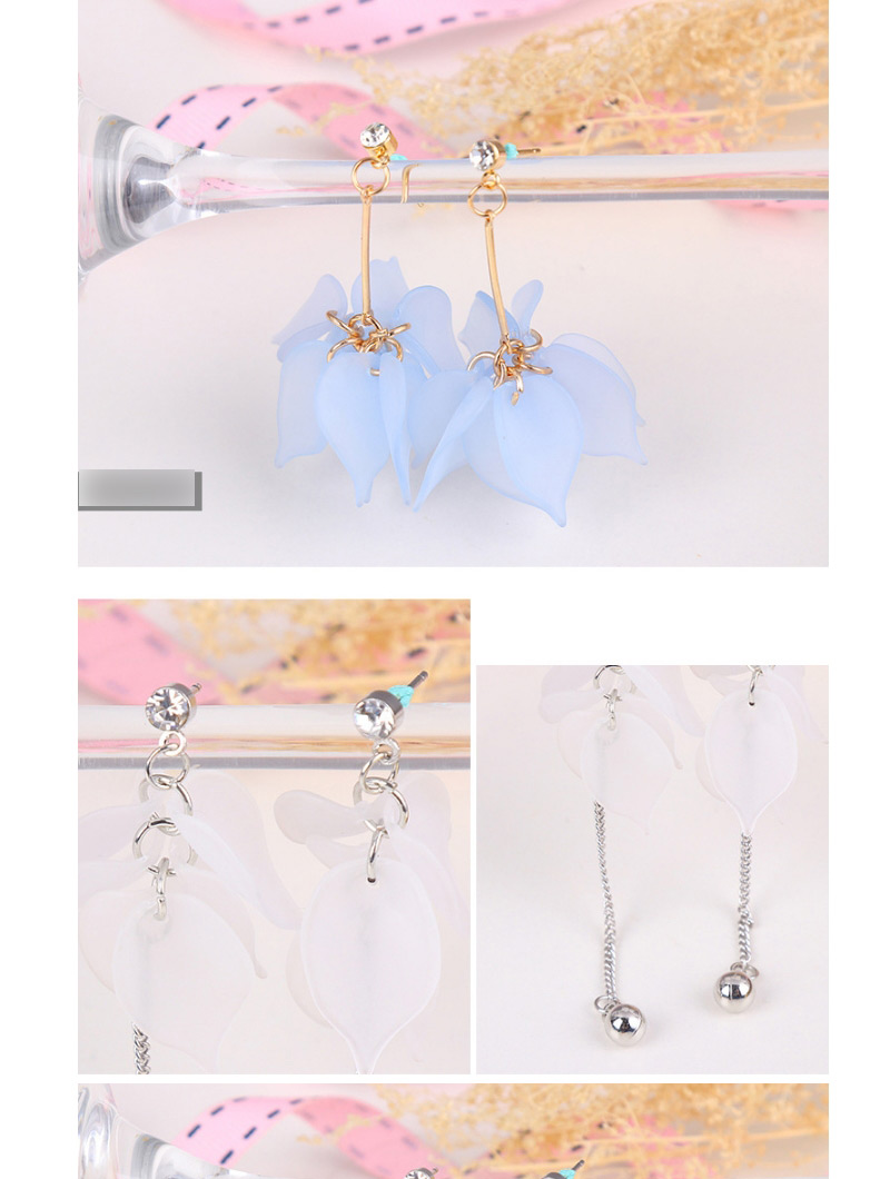 Fashion Light Blue Flower Shape Decorated Earrings,Drop Earrings