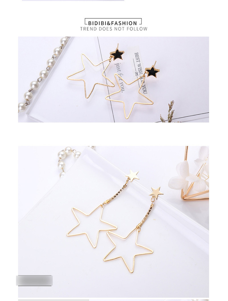 Fashion Gold Color+black Star Shape Decorated Earrings,Drop Earrings