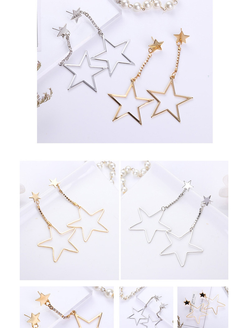 Fashion Silver Color+black Star Shape Decorated Earrings,Drop Earrings