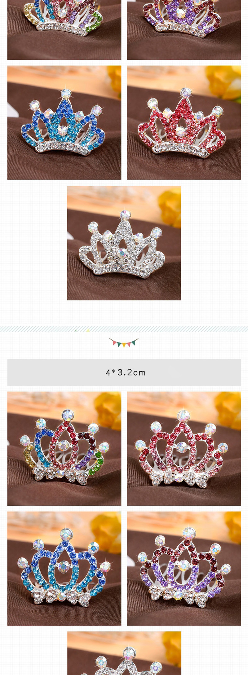Lovely Multi-color Heart Shape Decorated Crown Hairpin (larger),Kids Accessories